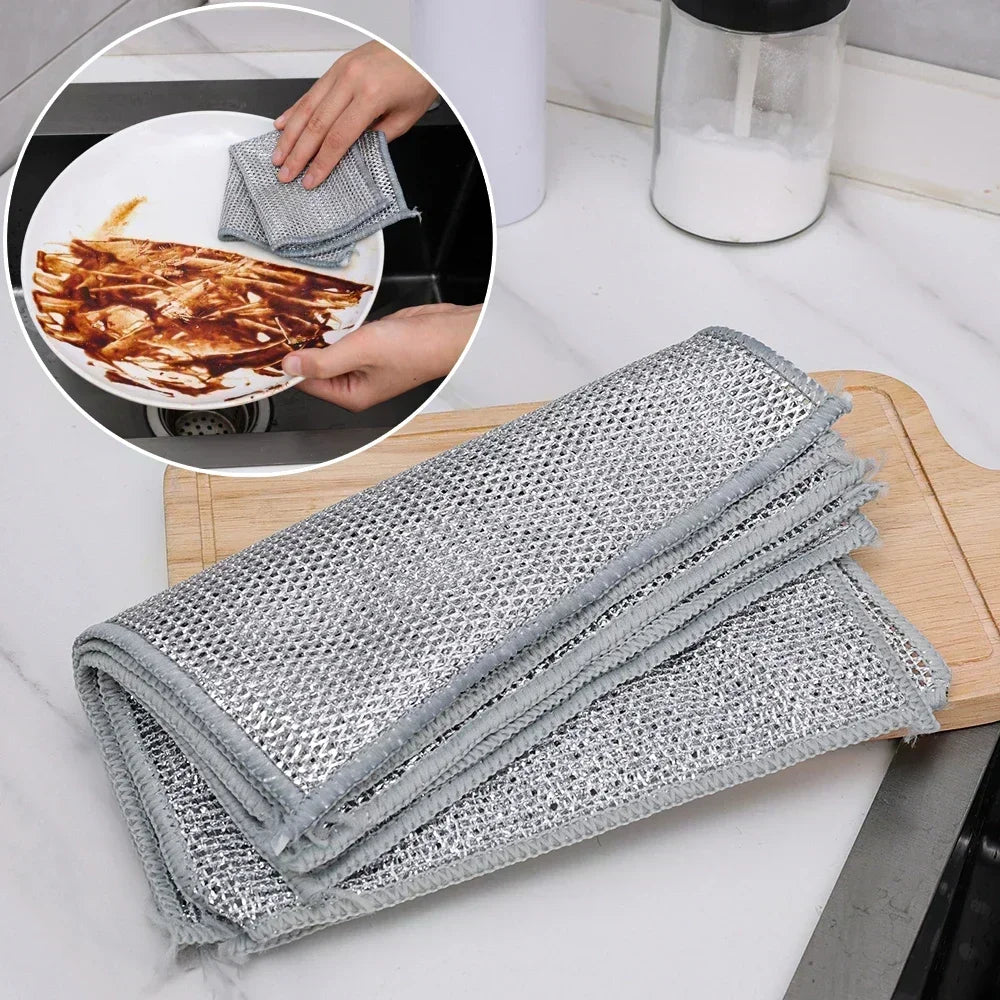 10/20-piece Set of Non-stick Oil Cleaning Tools Useful Things for Kitchen 20cm Dishcloth Metallic Line Home Bowl Cloth Goods